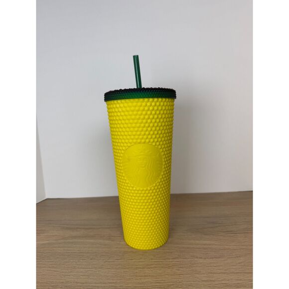 Starbucks Hawaii Edition 2020 Pineapple Studded Cold Cup Yellow Tumbler 24oz - Picture 1 of 5